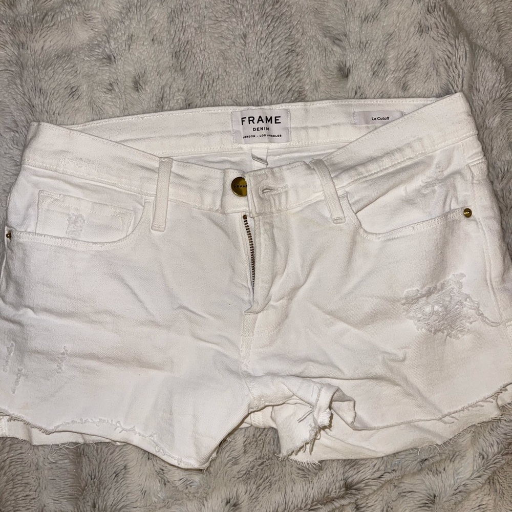 Frame denim Le cut off white shorts